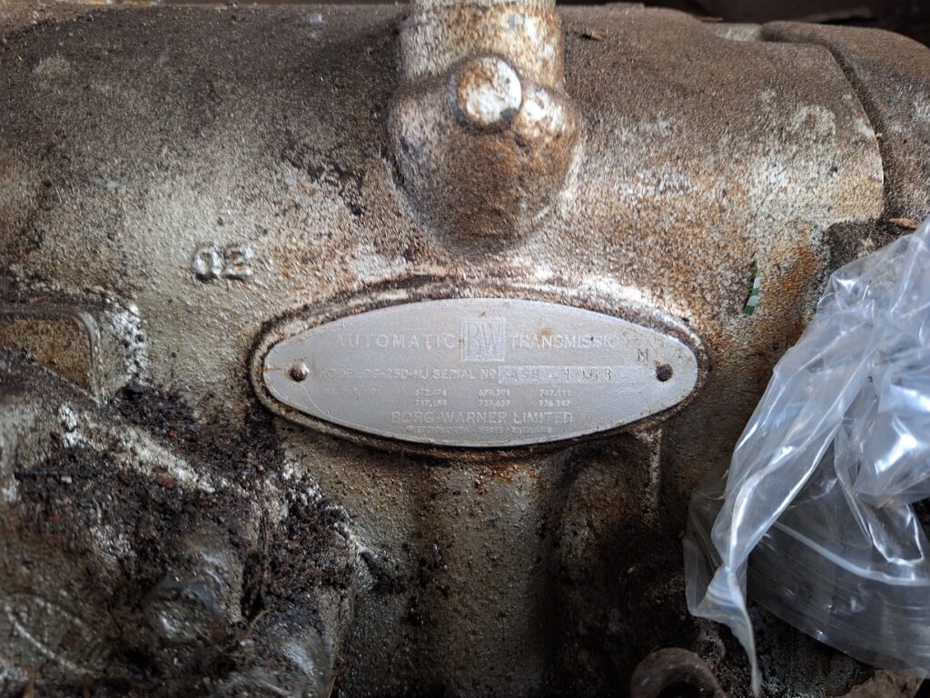 Borg Warner DG-250 gearbox rating plate