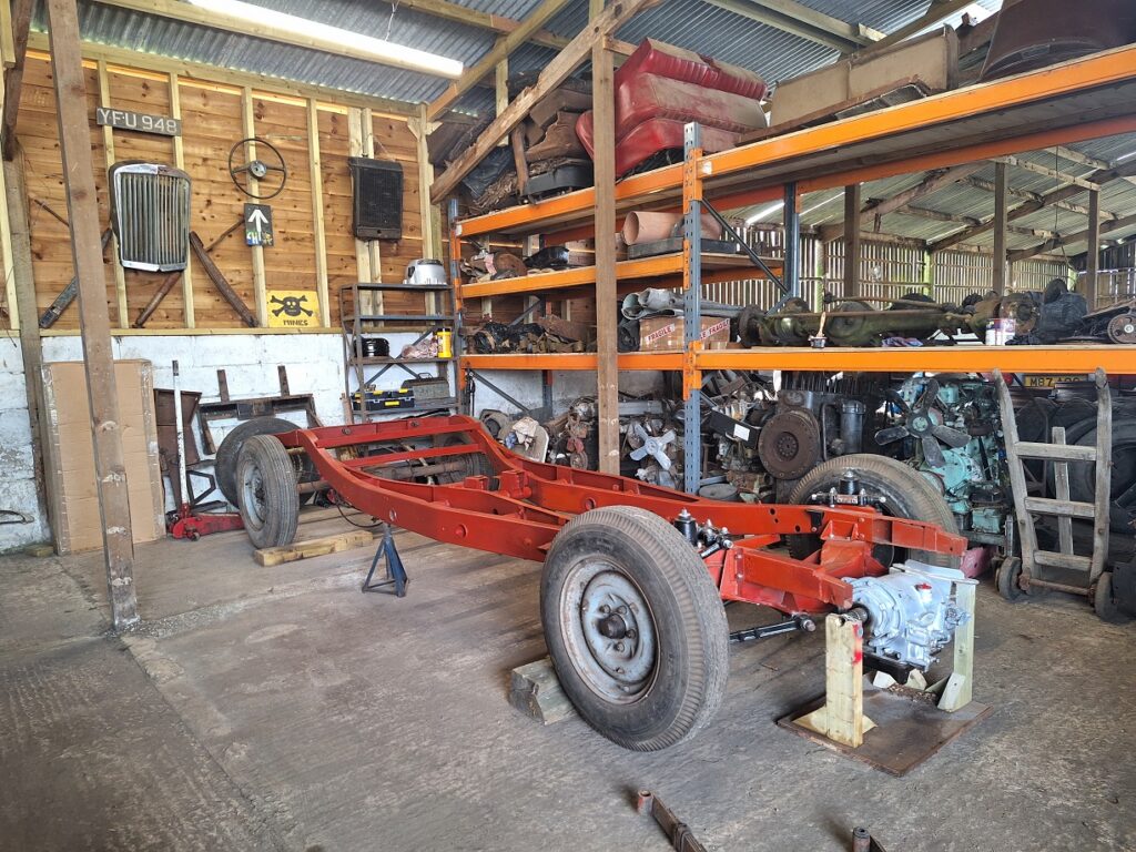 Axle removed and sitting on axle stands given to us by Colin.