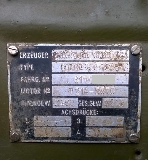 Data plates from service with the Austrian Armed Forces.