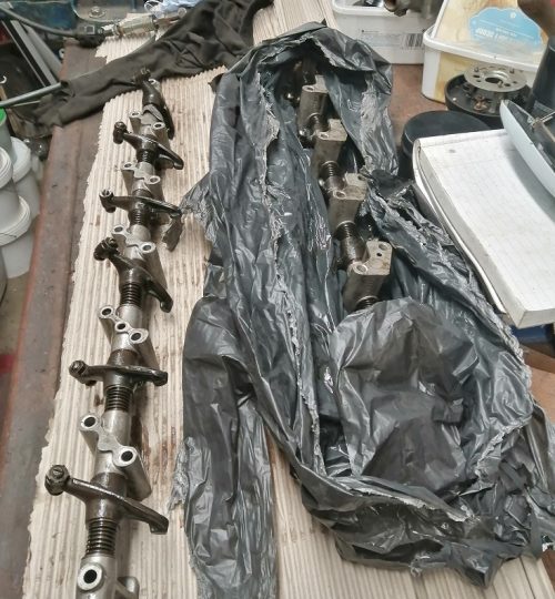 Rocker shafts ready to be cleaned